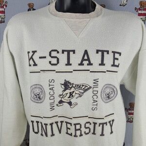 Vintage 80's Kansas State University reverse weave white & purple XL sweatshirt